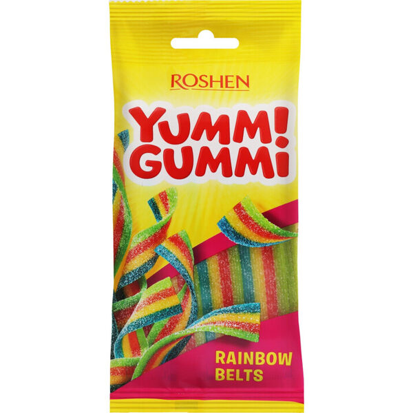 Želejkonfektes YUMMI GUMMY rainbow belts 70 g